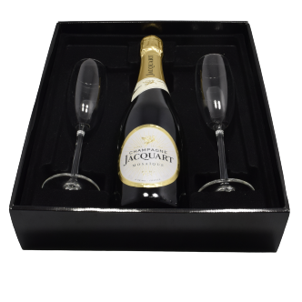 - Champagne Jacquart - Geschenkset Demi-Sec Mosaique 75cl + 2glz