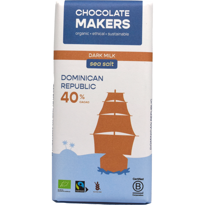 - Chocolate Makers - Dark Milk Sea Salt Dominican Republic 40% 80g