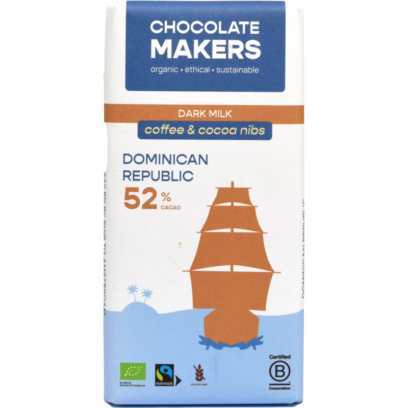 - Chocolate Makers - Dark Milk Coffee & Cocoa Nibs Dominican Republic 52% 80g