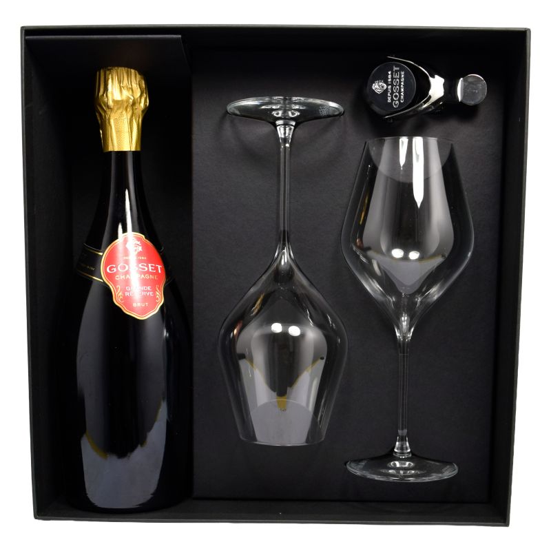 - Gosset Champagne - Grand Reserve Brut Geschenkverpakking + 2glz