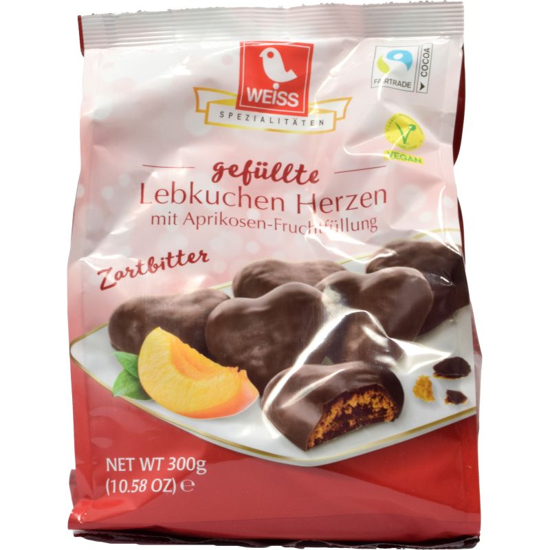 - Weiss Lebkuchen Herzen Abrikoos Zartbitter