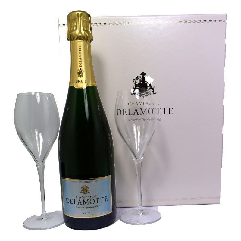 - Delamotte Champagne - Geschenkset Brut 75cl + 2 glz