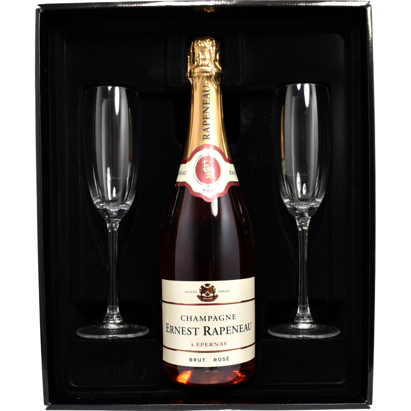- Ernest Rapeneau - Geschenkset Brut Rose Champagne 75cl 12% + 2 Glz