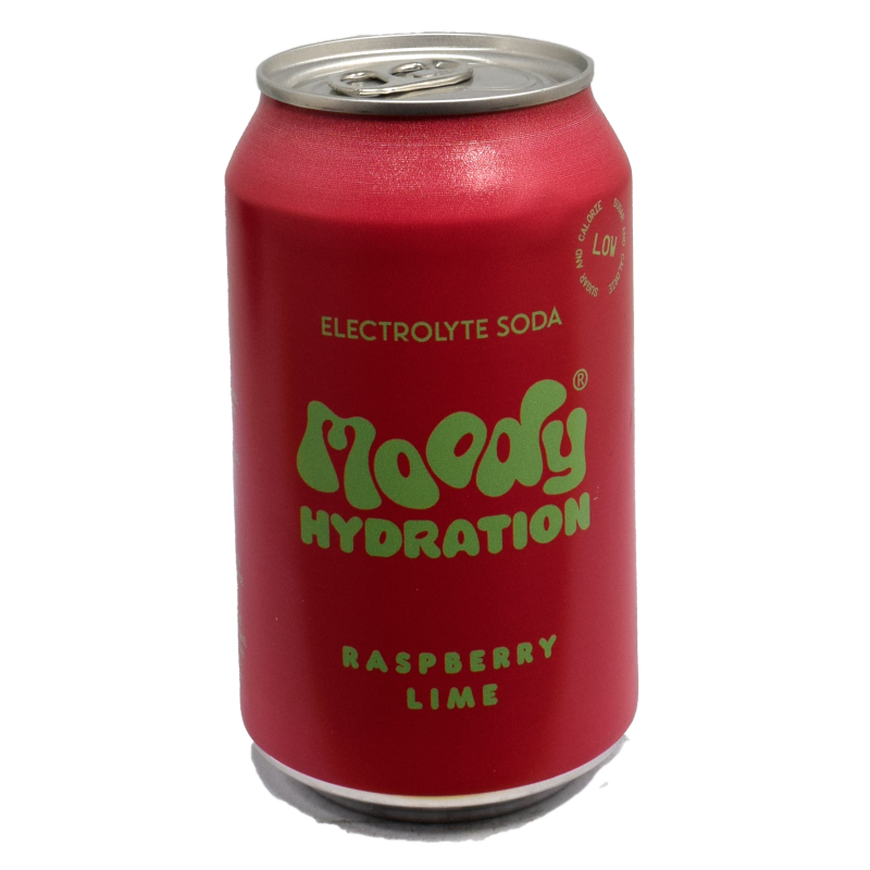- Moody - Hydration Electrolyte Rasspberry/Lime Soda Blik 330ml