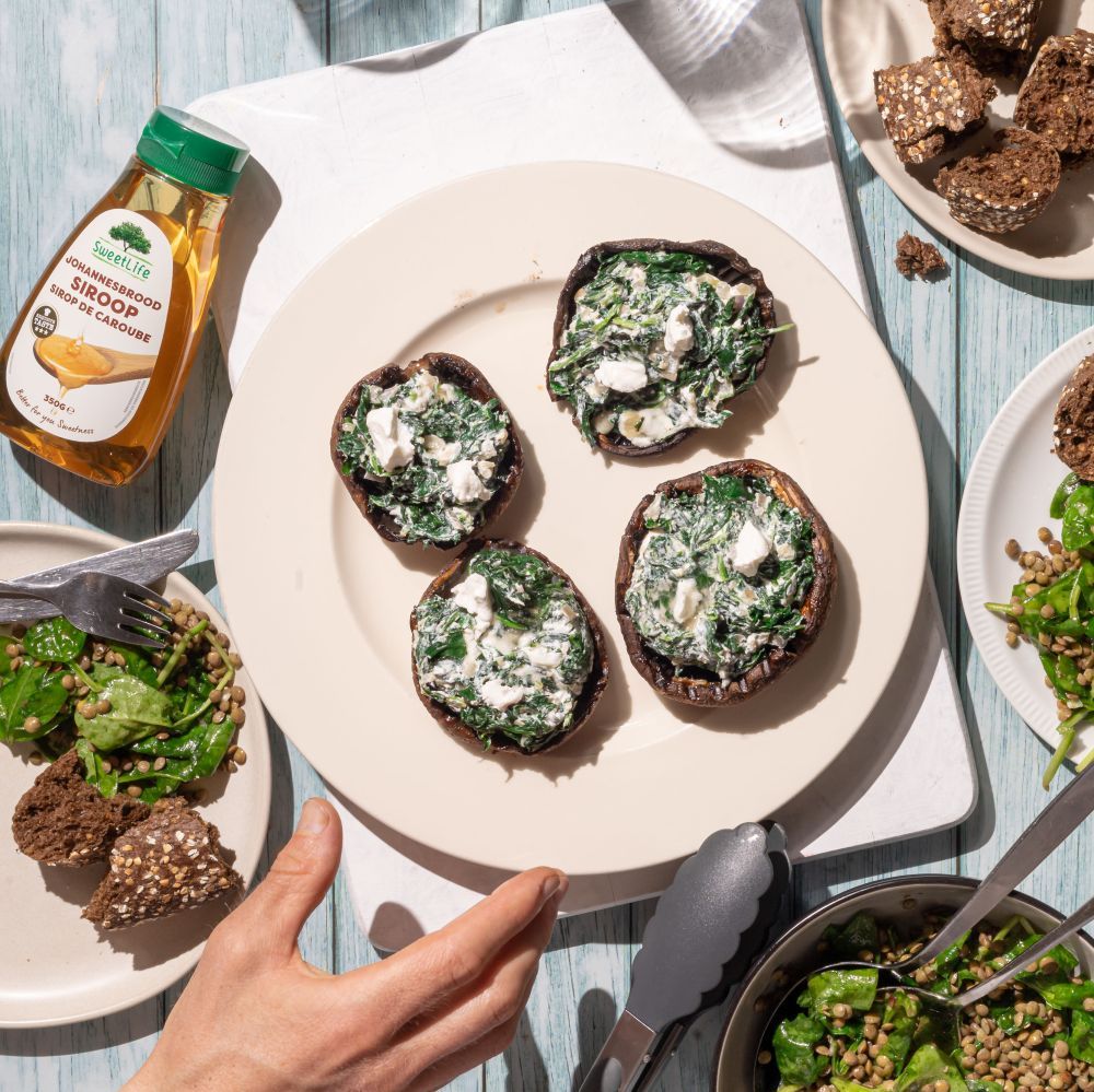 Portobello met Geitenkaas van de BBQ