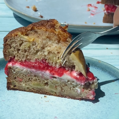 Healthier Apple-Raspberry Cake