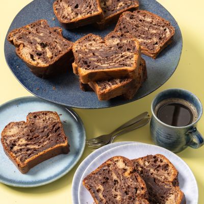 Chocolade en Tahini Marmer Bananenbrood