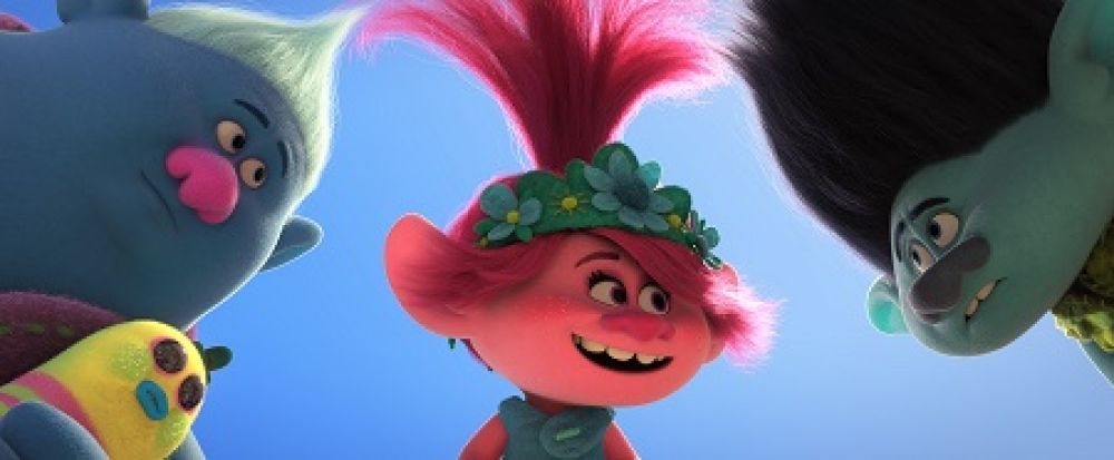 21+ Trolls Wereldtour Dreamworks poppy met dansend haar trolls 38 x 30,5 cm paars/roze