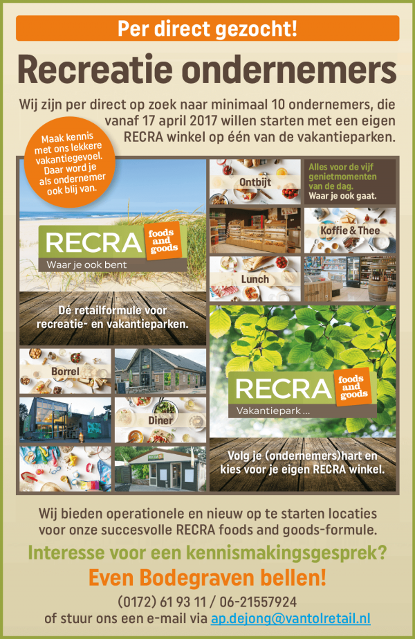 Recreatie ondernemers gezocht